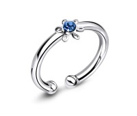 Flower Stone Set Silver Ear Cuff EC-413